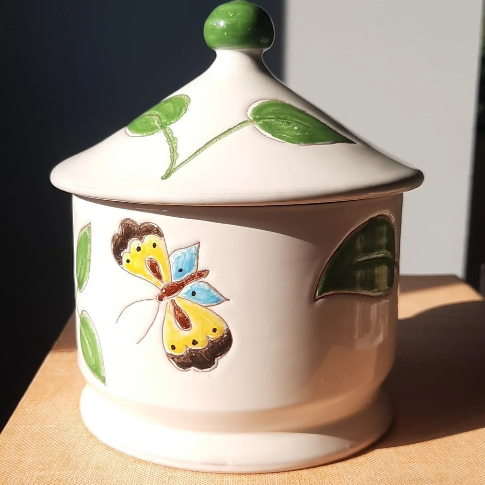 LAST CHANCE Handmade Glazed Lidded bowl/jar/canister numbered and made in Italy - Picture 2 of 6